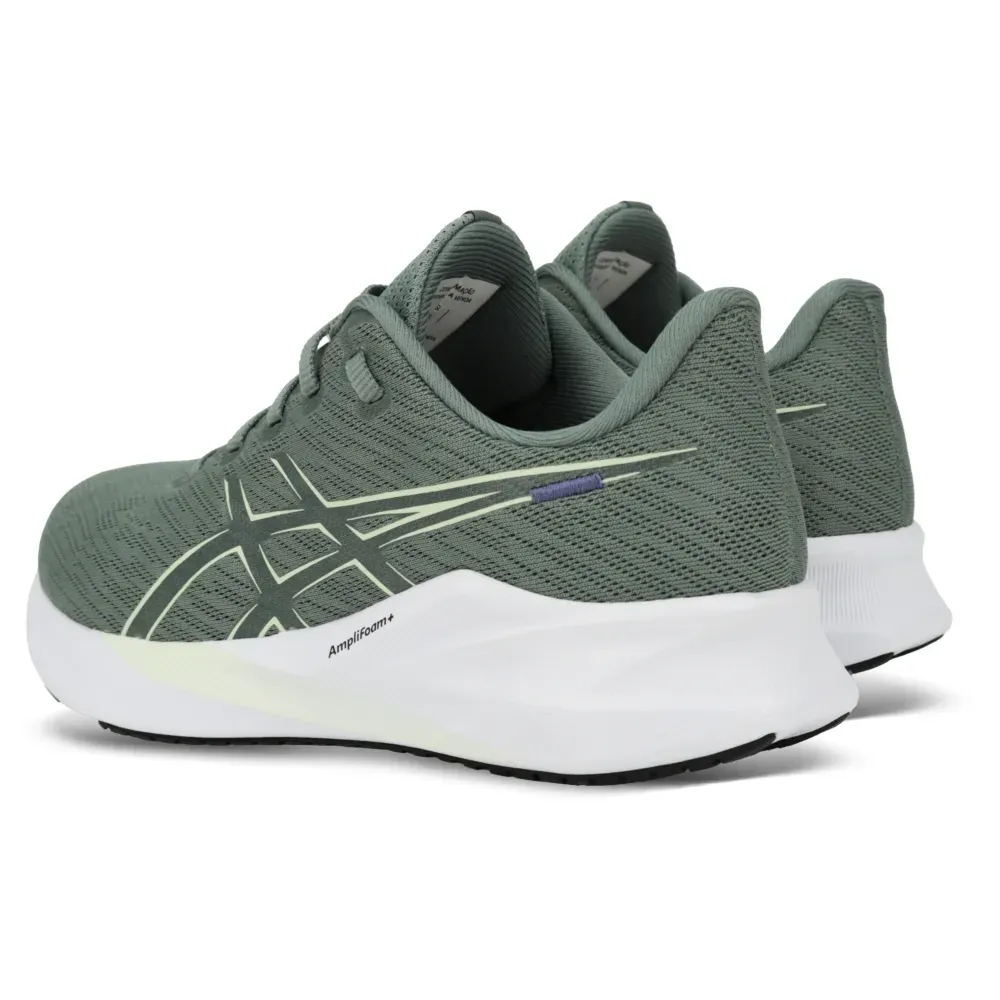 Detalhes do tênis Asics Versablast 4 feminino verde destacando design e conforto.